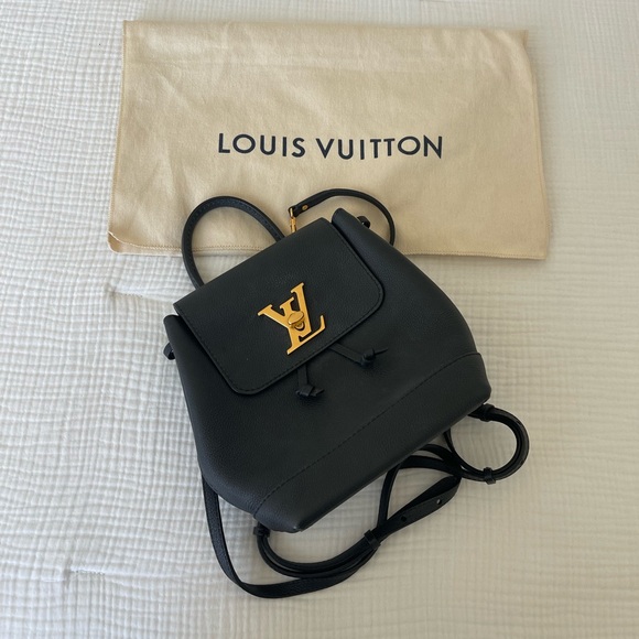 Authentic Louis Vuitton Lock Me Mini Backpack Black and Gold - Picture 1 of 16